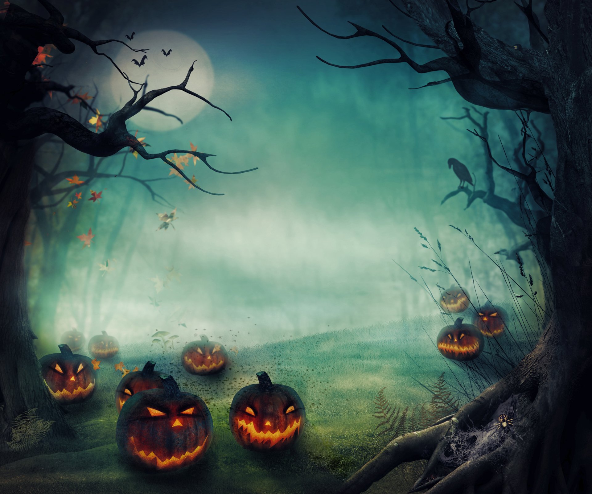 Jack-o-Lanterns in Spooky Forest