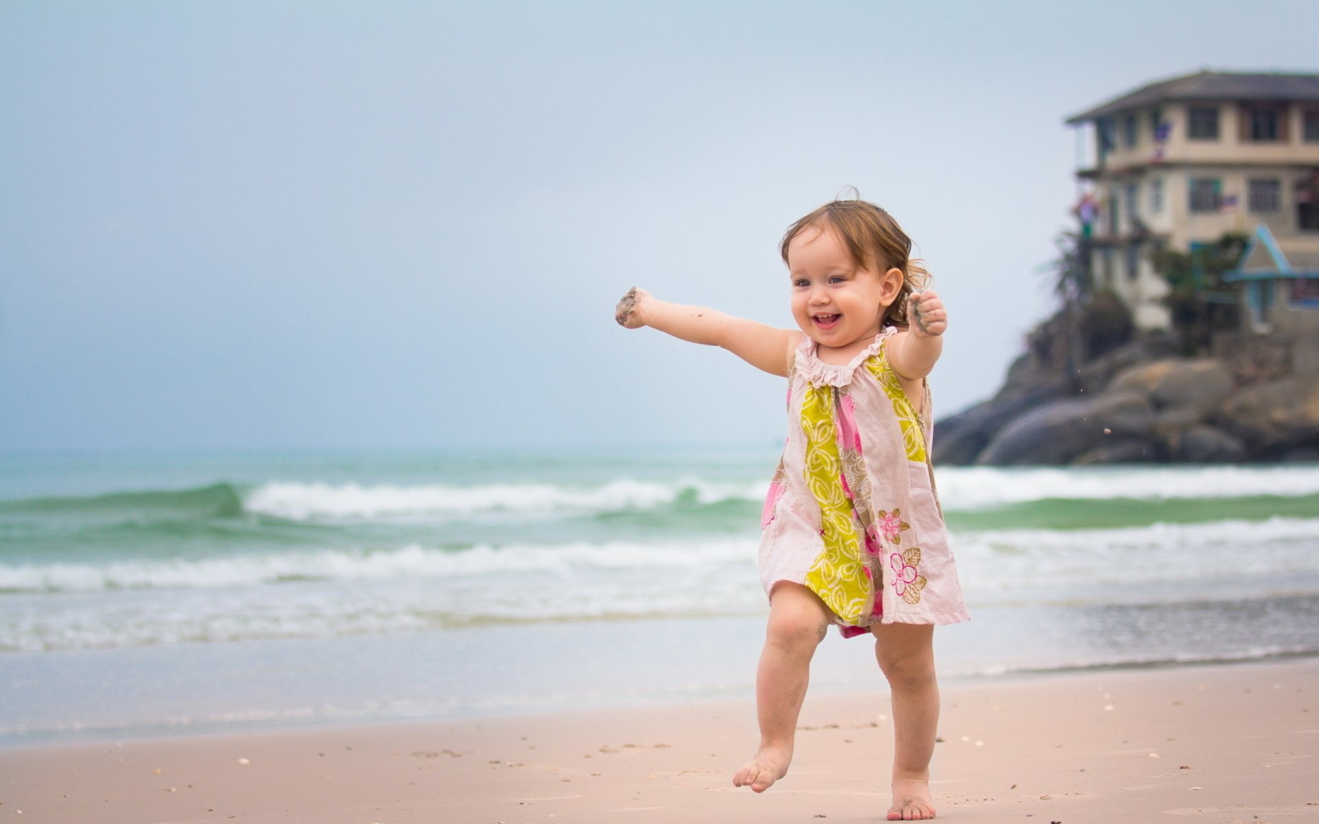 Baby Girl Walking on the Beach