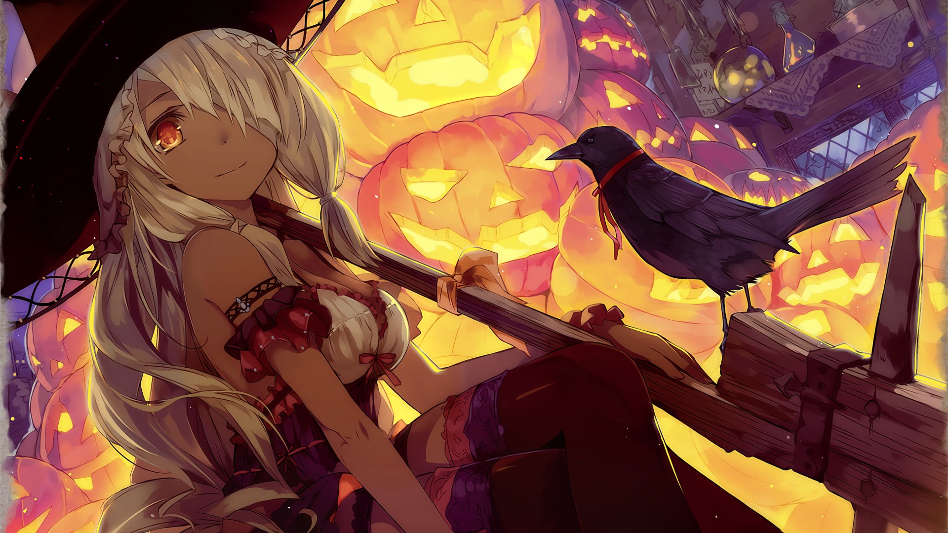 Anime Halloween HD Wallpaper by アマガイタロー