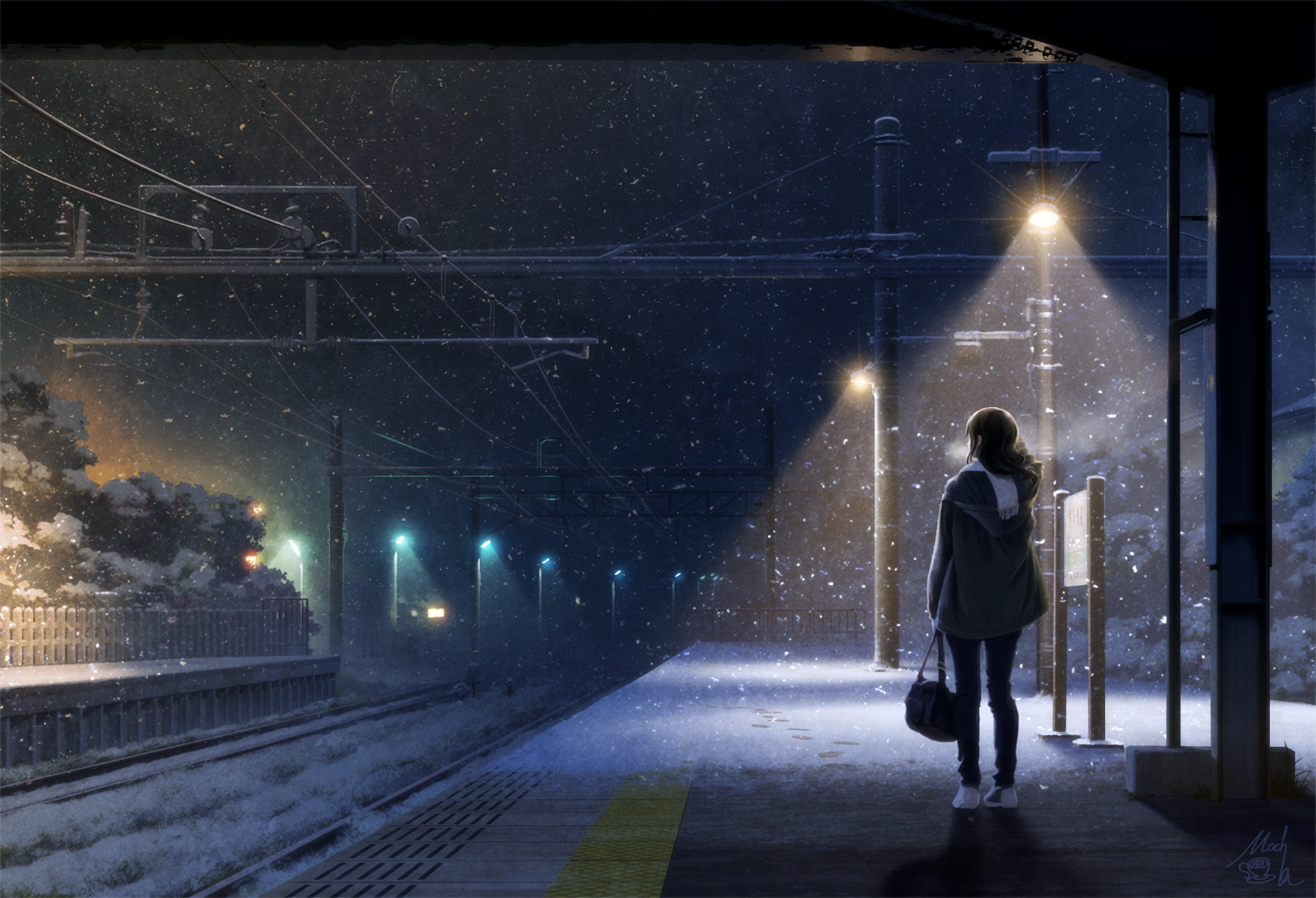 Anime Train Station HD Wallpaper