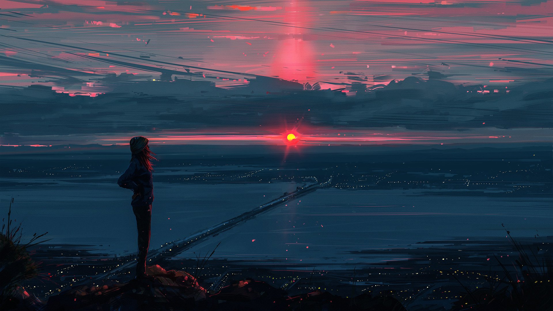 Anime Sunset HD Wallpaper by Alena Aenami