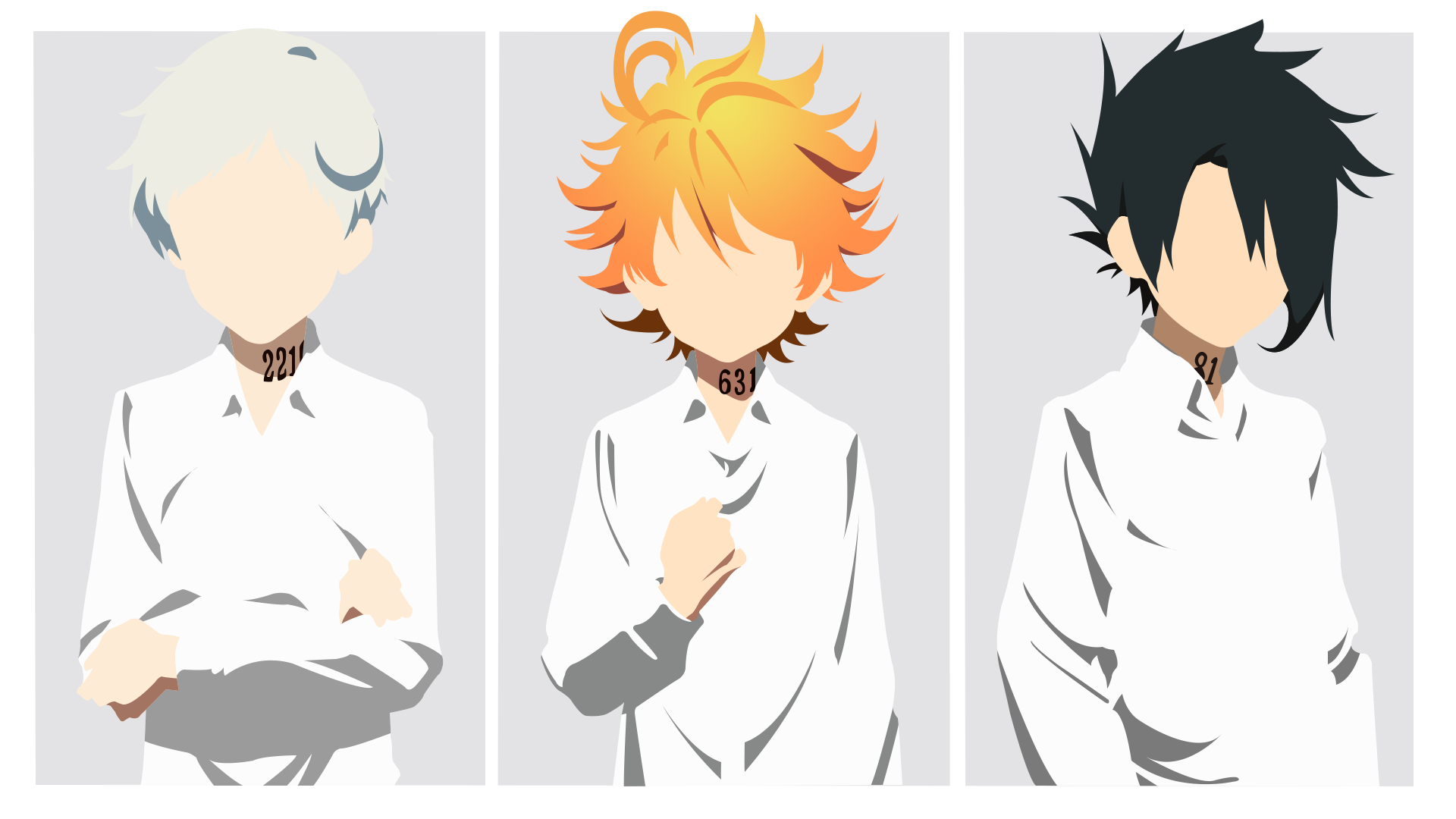 Emma, Ray and Norman from The Promised Neverland Wallpaper for Dekstop by Zunnn